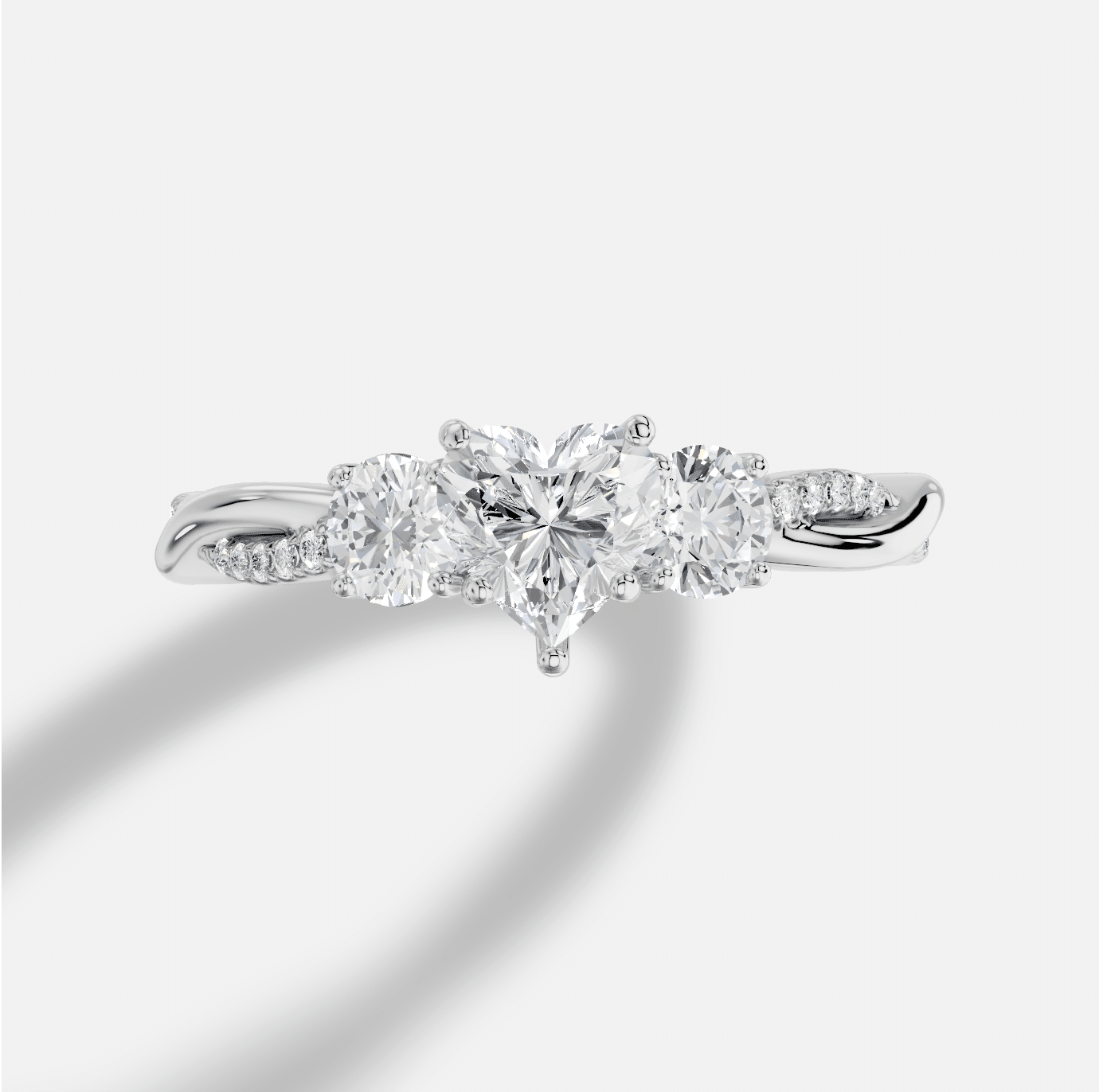 Heart Diamond Ring in 18K White Gold - Image 4
