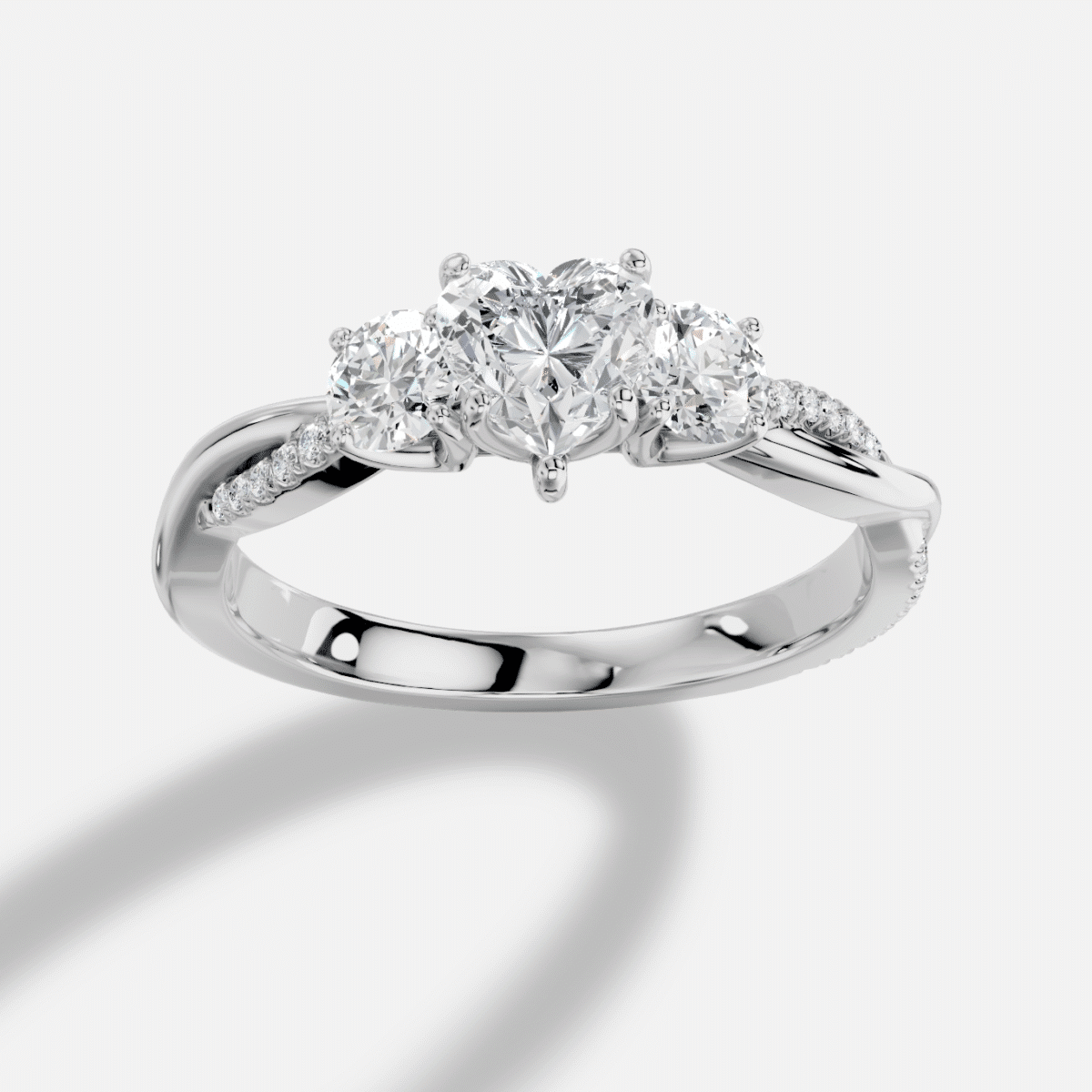 Heart  Diamond Ring in 18K White Gold