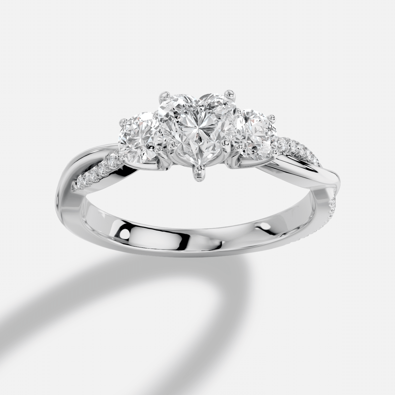 Heart Diamond Ring in 18K White Gold