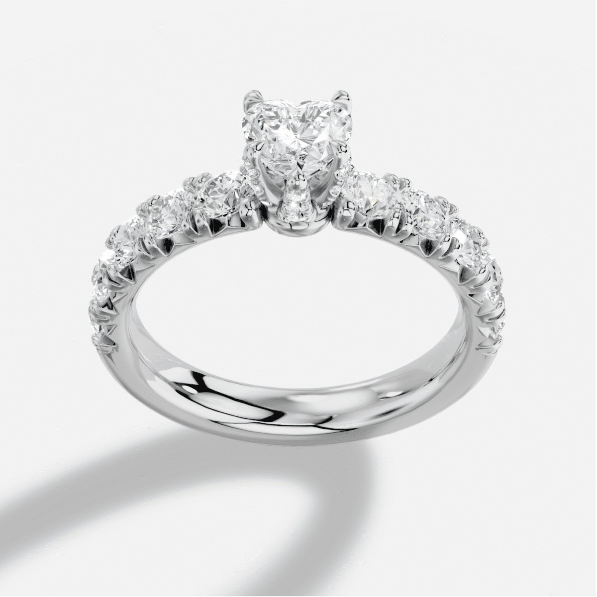 Heart  Diamond Ring in 18K White Gold