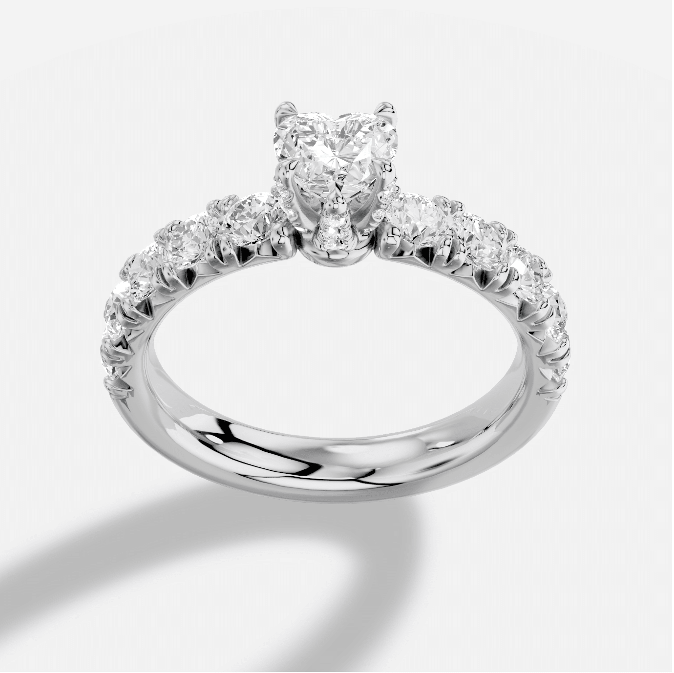 Heart Diamond Ring in 18K White Gold