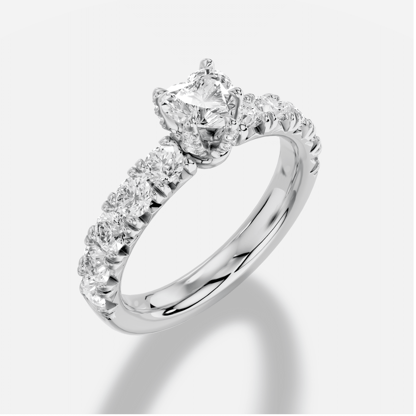 Heart Diamond Ring in 18K White Gold - Image 2