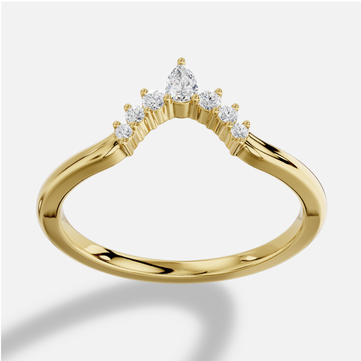 Pear Diamond Ring in 18K Yellow Gold
