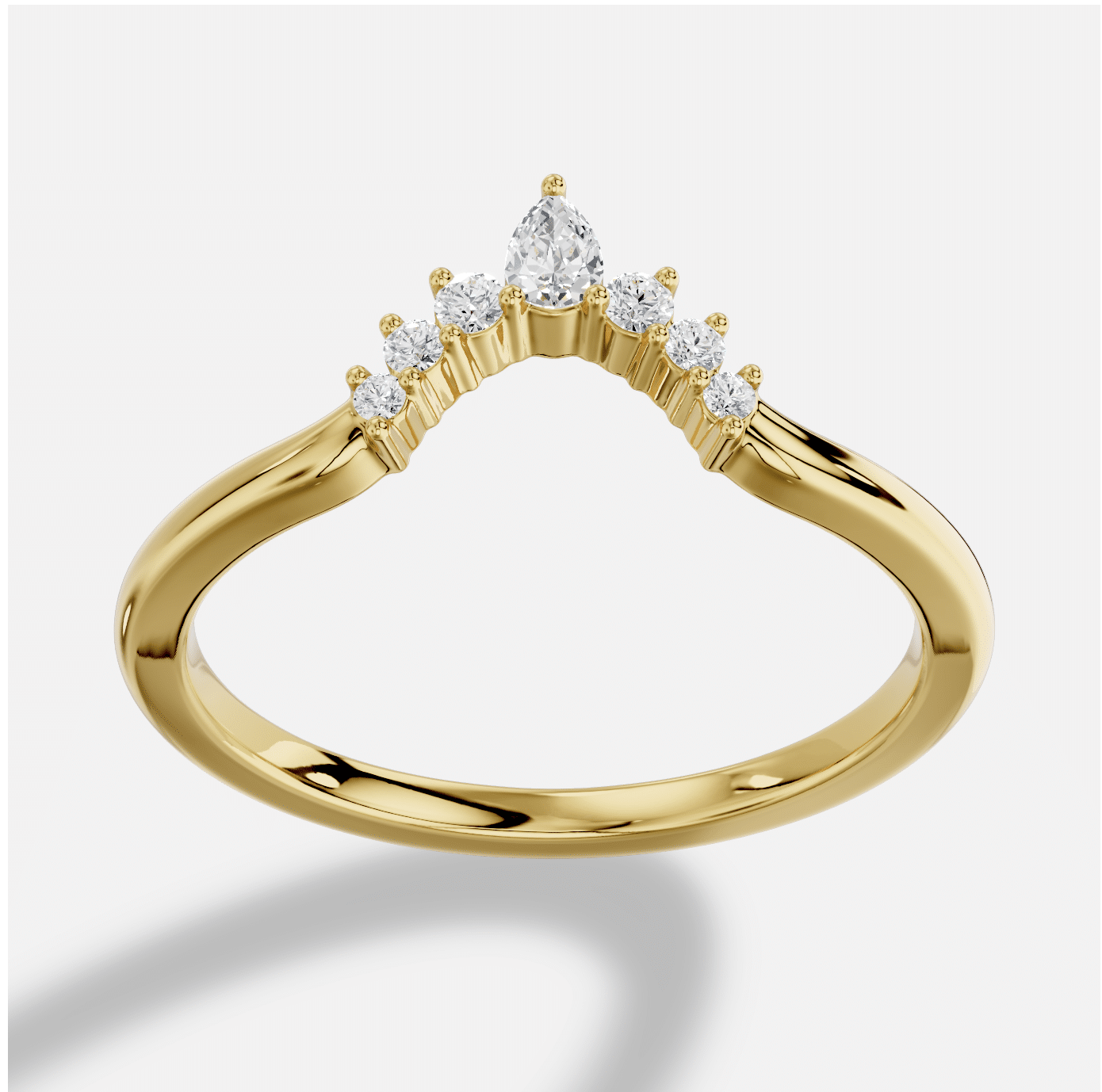 Pear Diamond Ring in 18K Yellow Gold