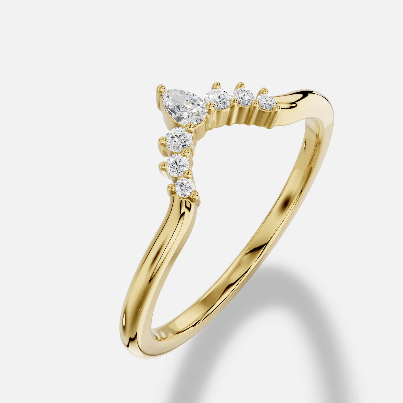 Pear Diamond Ring in 18K Yellow Gold - Image 3