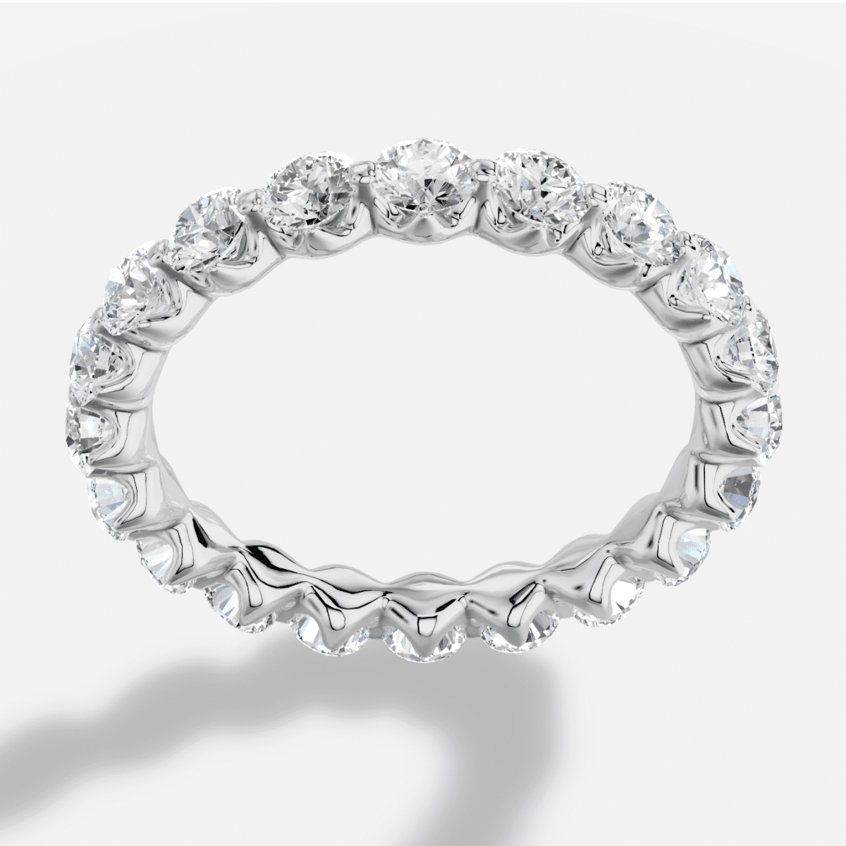 Round Full Coverage Diamond Ring  in 18K White Gold