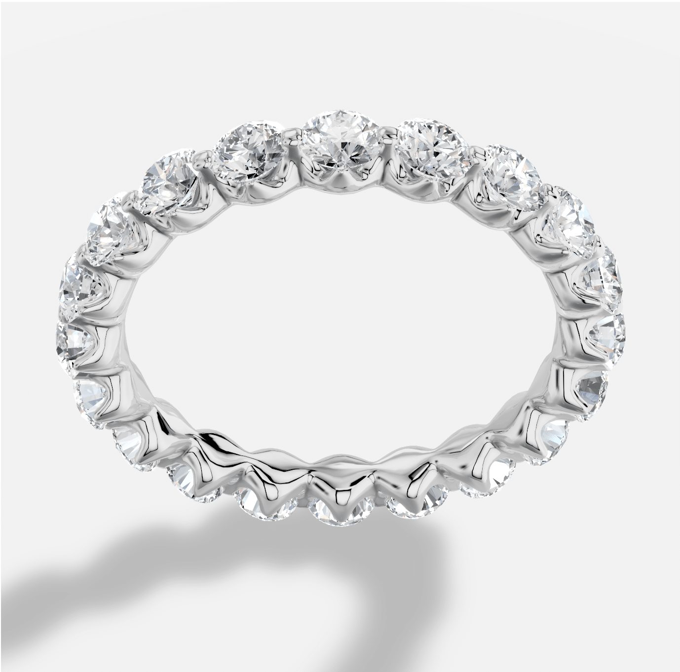 Round Full Coverage Diamond Ring in 18K White Gold