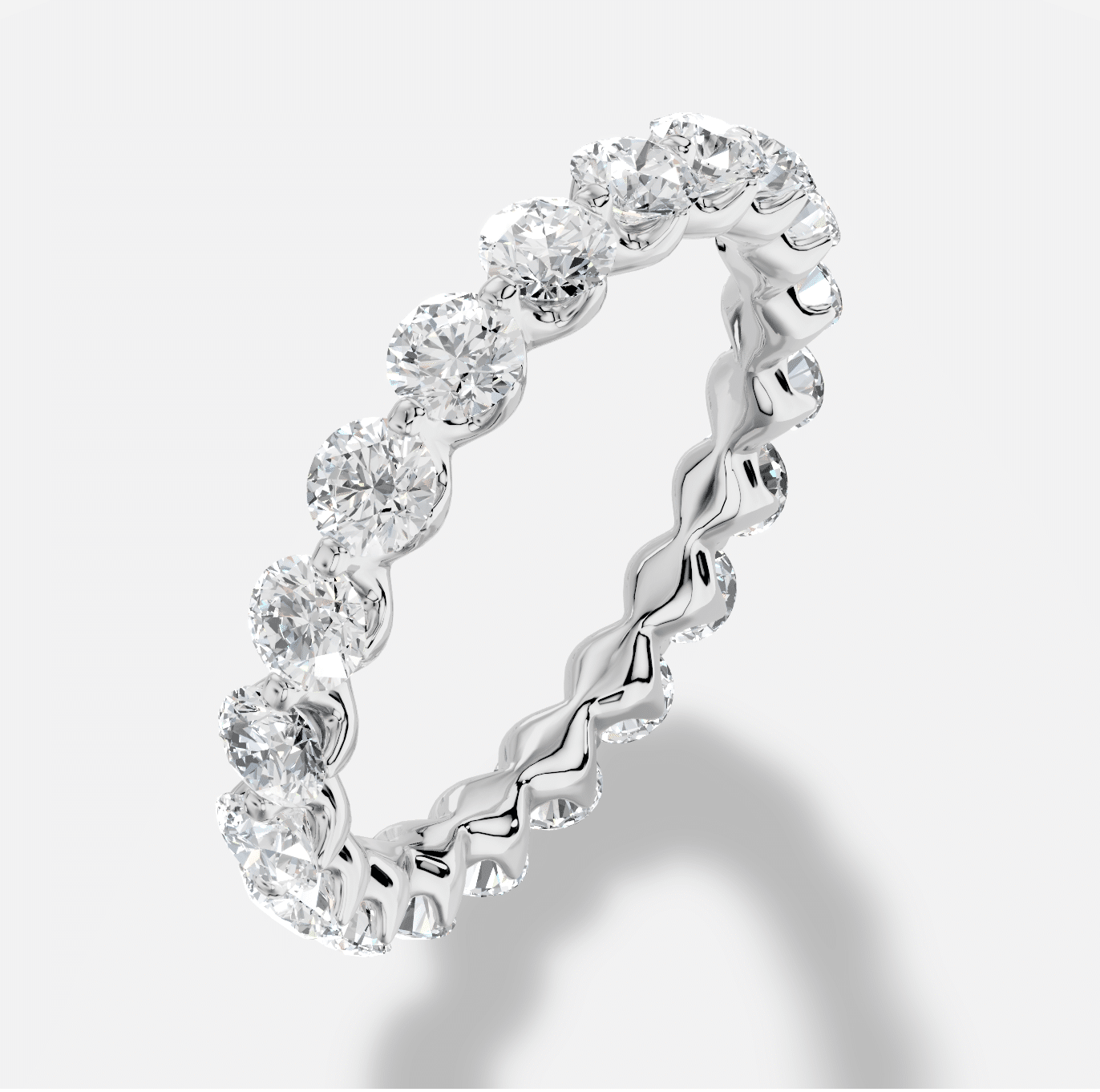 Round Full Coverage Diamond Ring in 18K White Gold - Image 2