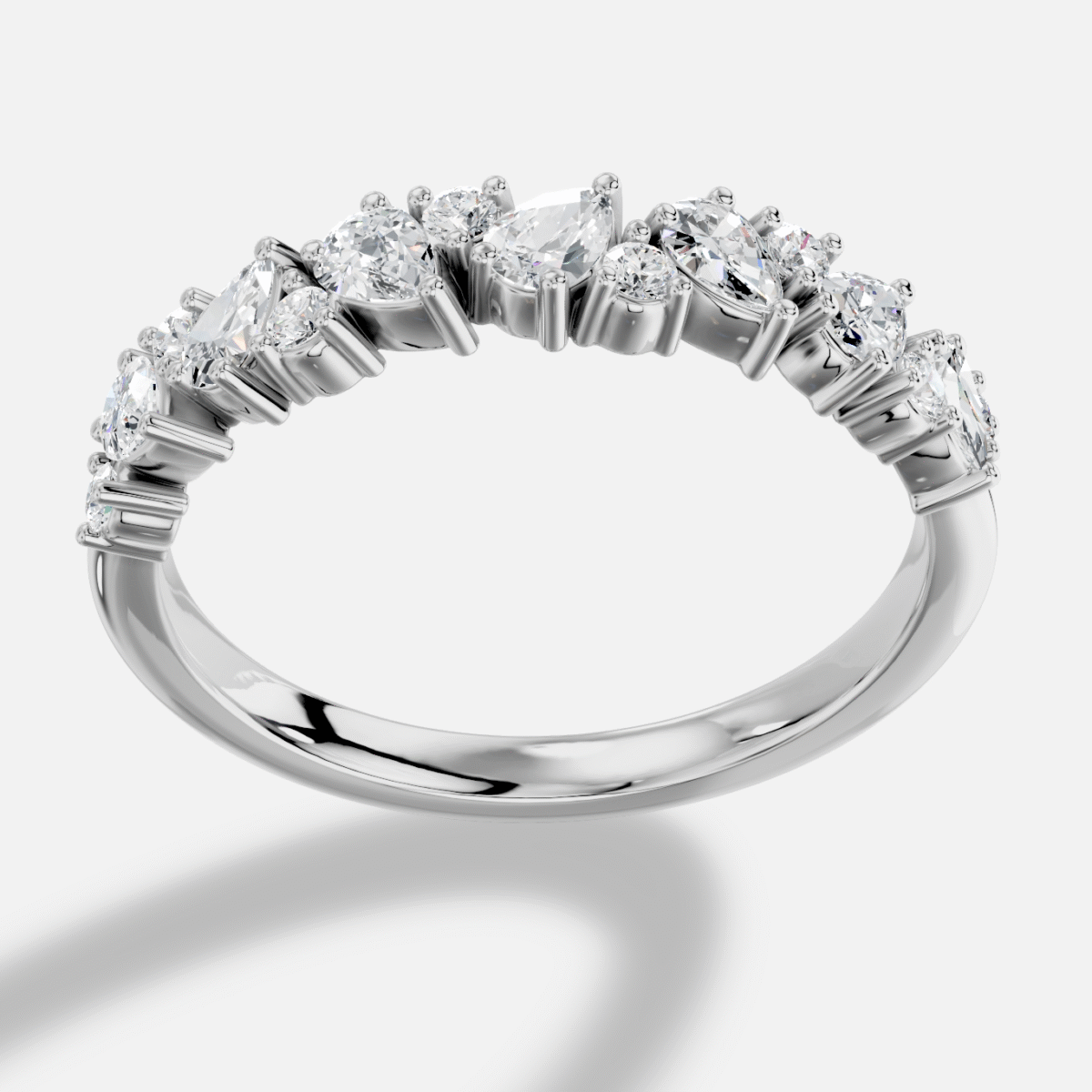 Pear Diamond Ring in 18K White Gold
