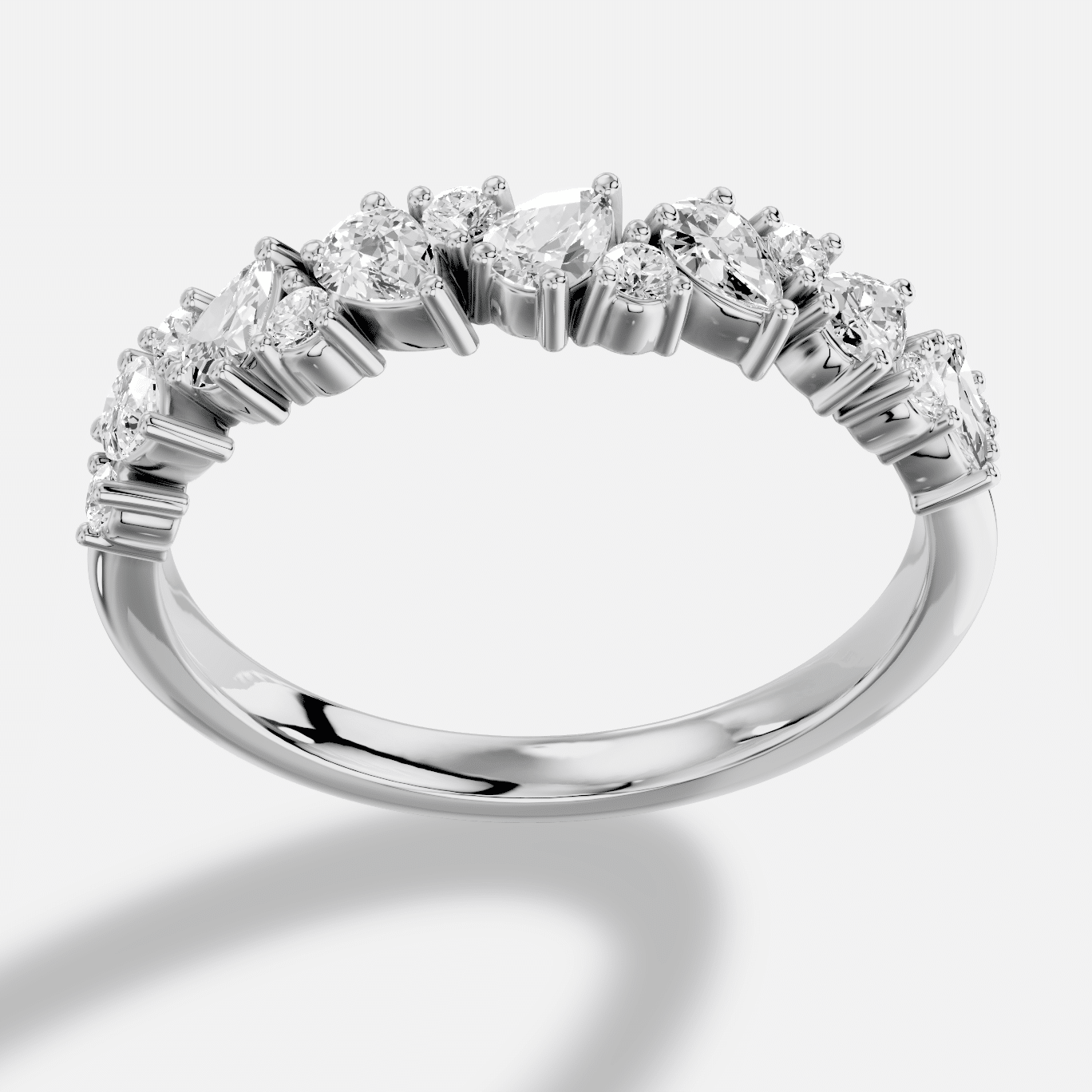 Pear Diamond Ring in 18K White Gold