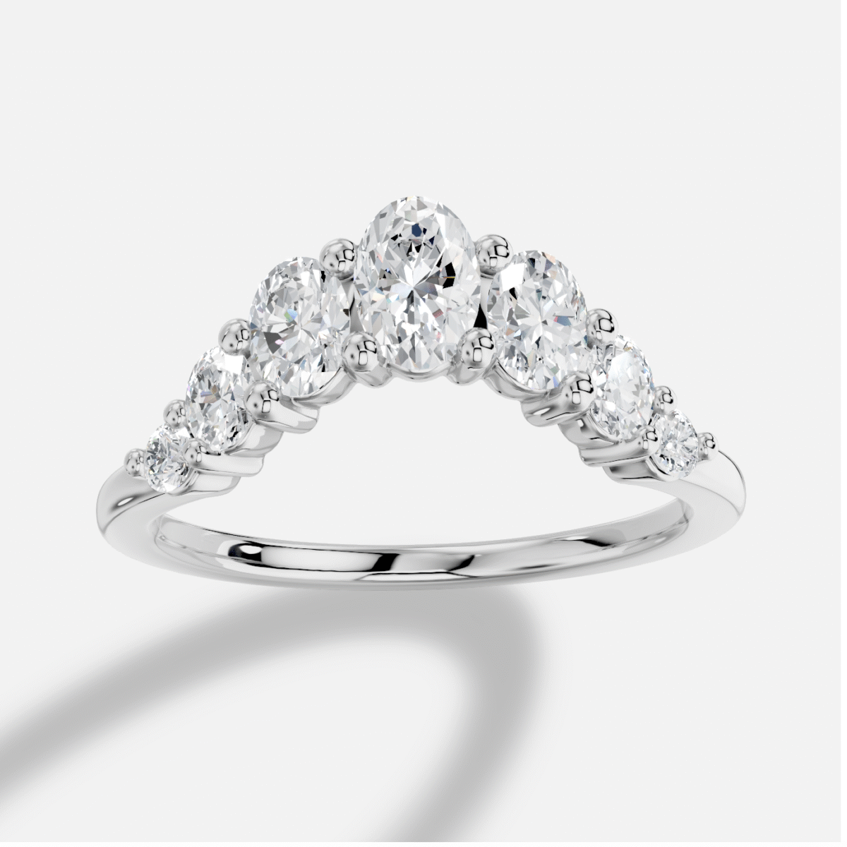 Oval  Diamond Ring in 18K White Gold
