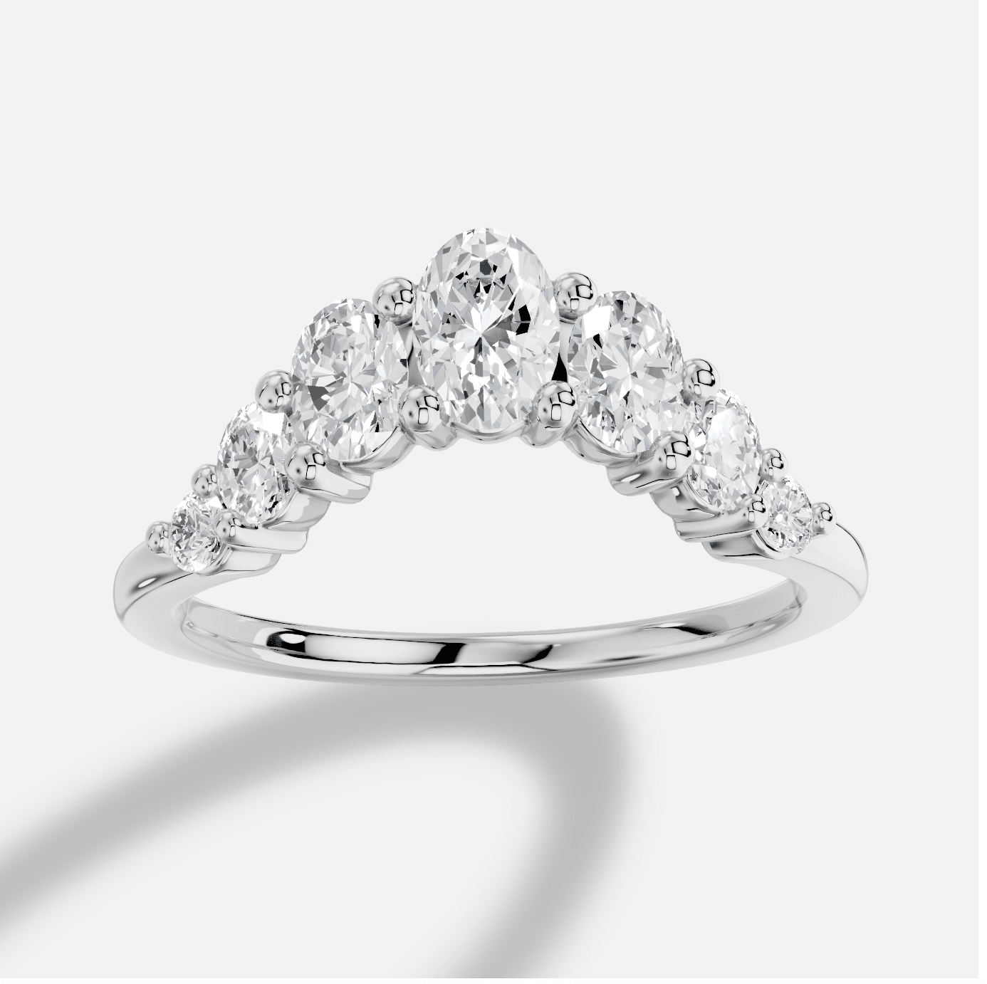 Oval  Diamond Ring in 18K White Gold