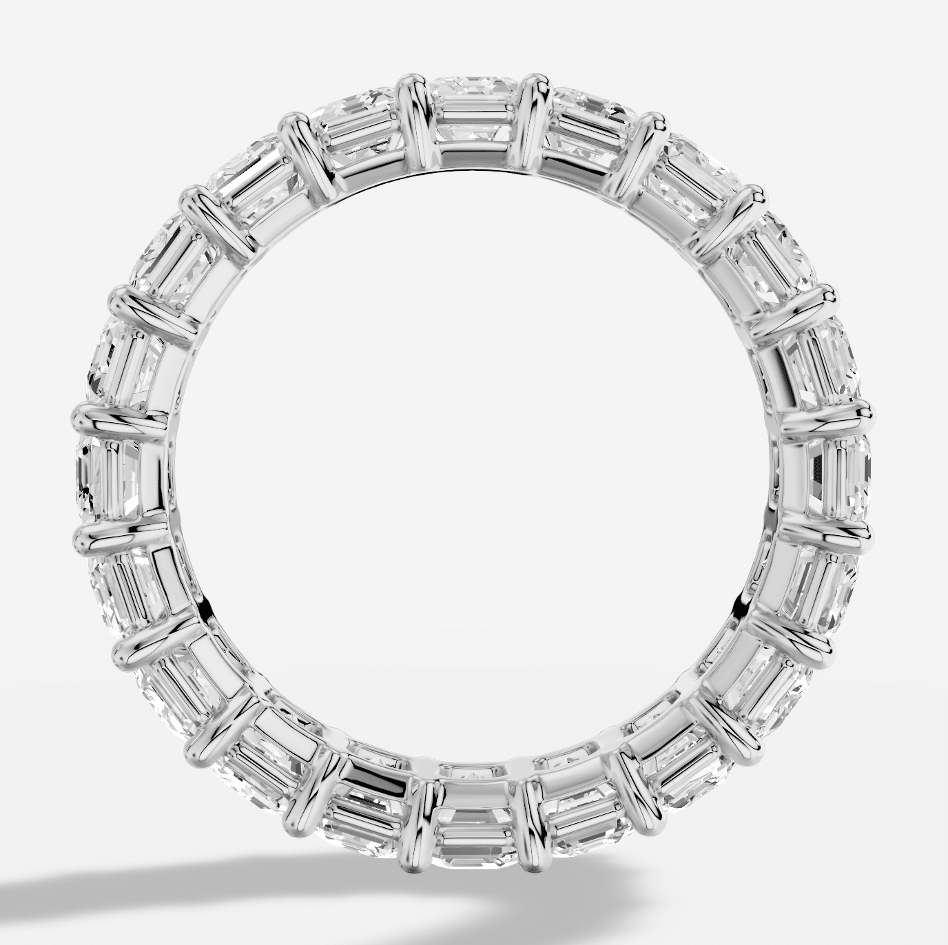 Emerald Cut Full Coverage Diamond Ring in 18K White Gold - Image 4