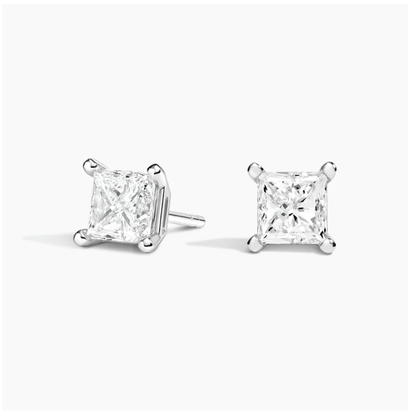 Princess Diamond Stud Earrings in 14k Yellow Gold