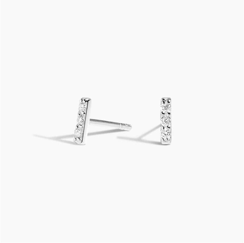 Bar Diamond Earrings in 14K Yellow Gold