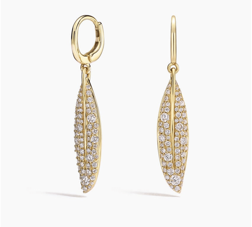 Diamond Drop Earrings  in 14K Yellow Gold
