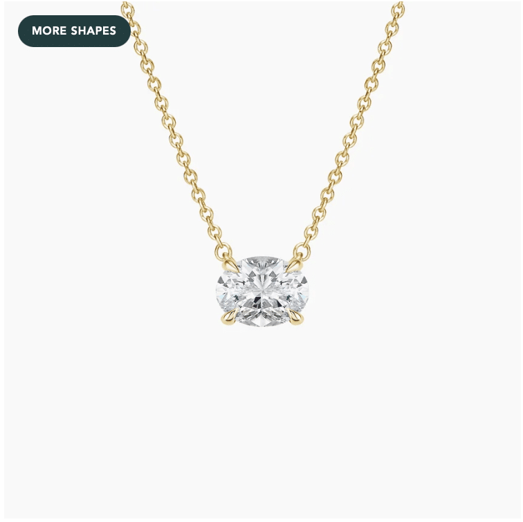 Oval Cut Diamond Pendant  in 18k Yellow Gold
