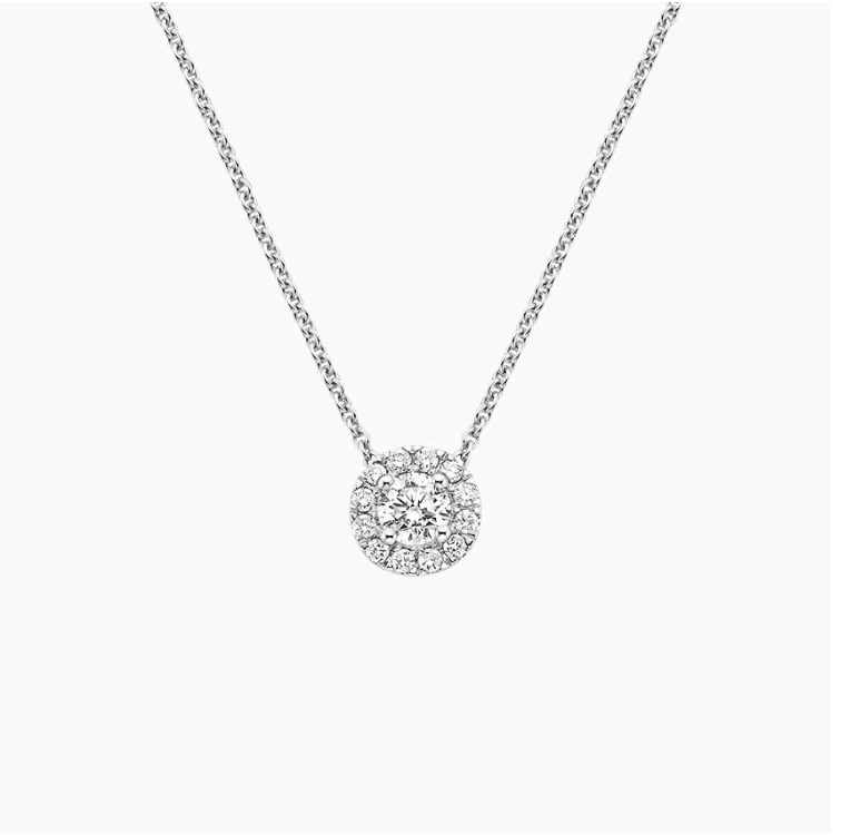 Round Cut Diamond Pendant  in 18k White Gold