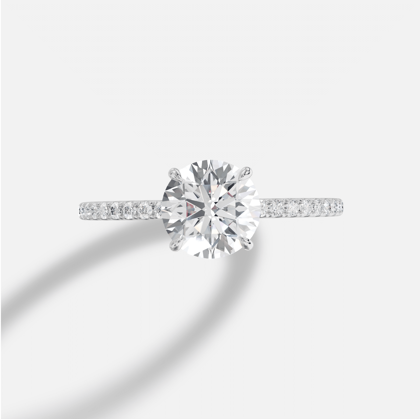 Round Diamond Ring in 18K White Gold - Image 4