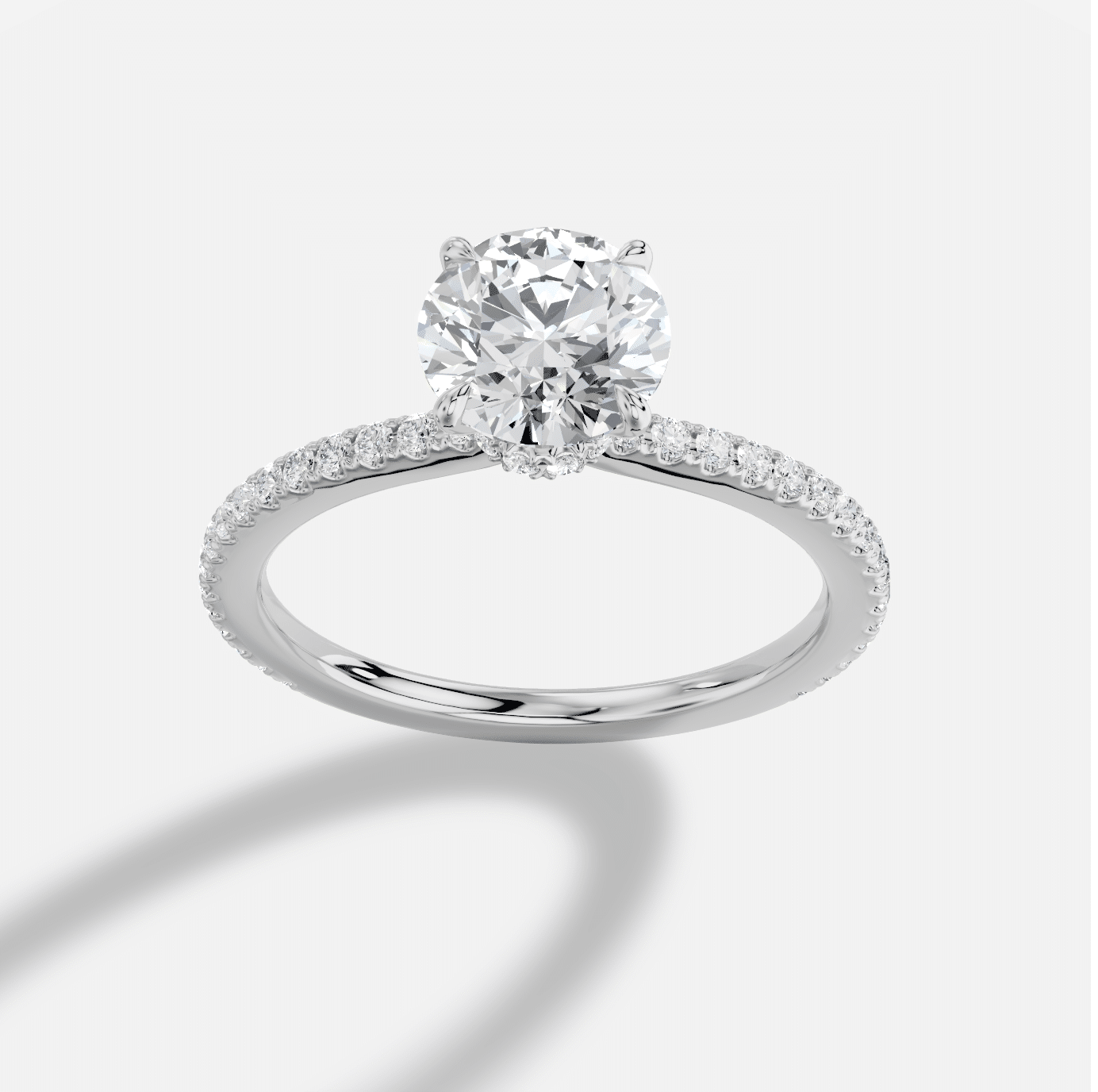 Round Diamond Ring in 18K White Gold