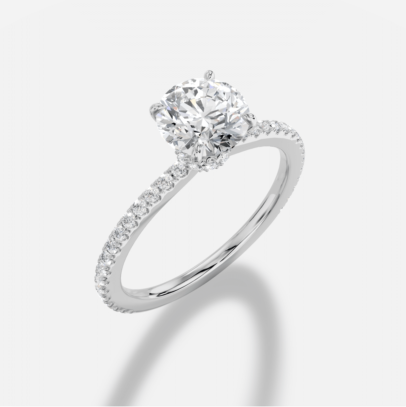 Round Diamond Ring in 18K White Gold - Image 3