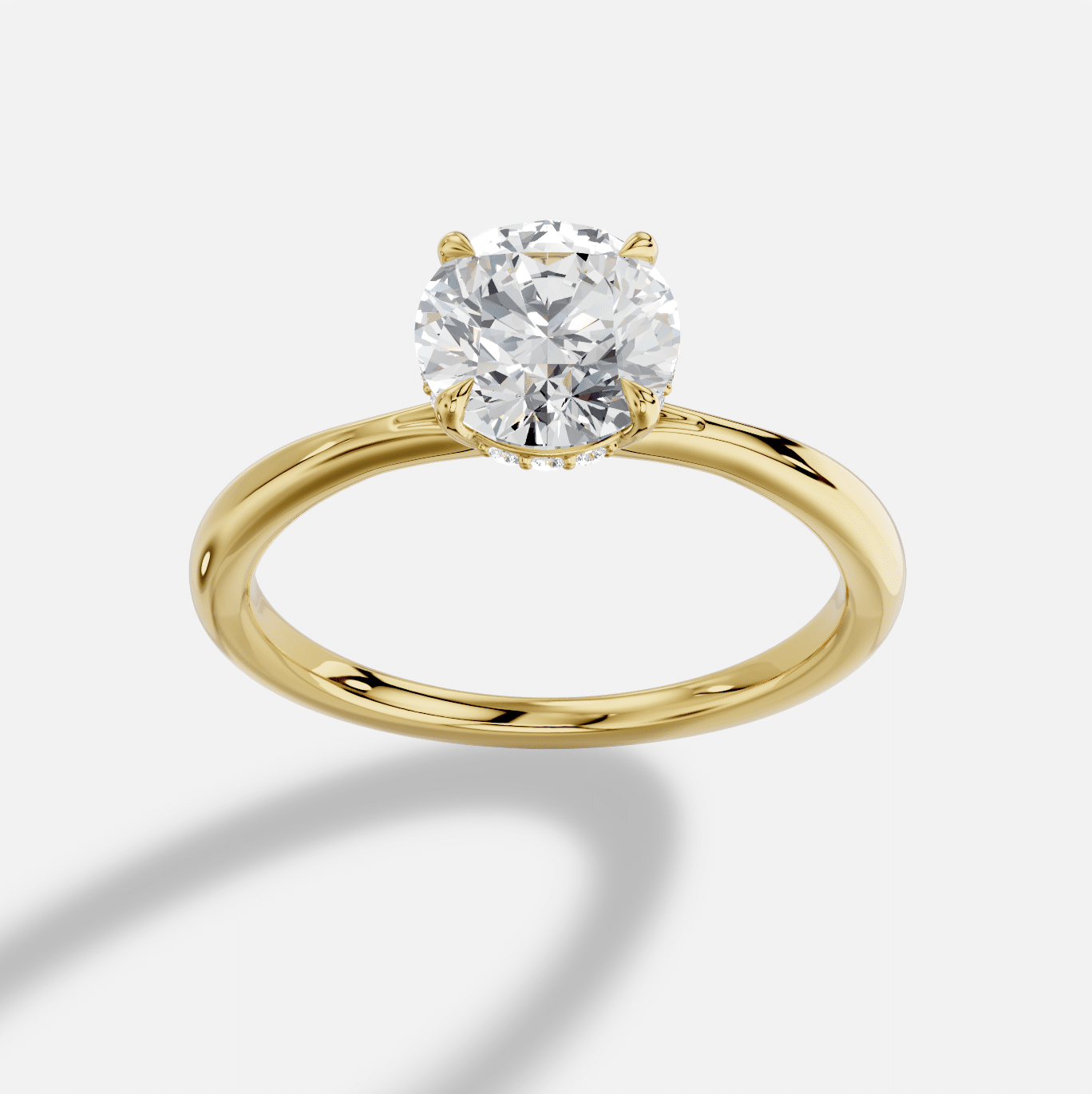 Round Diamond Ring in 18K Yellow Gold