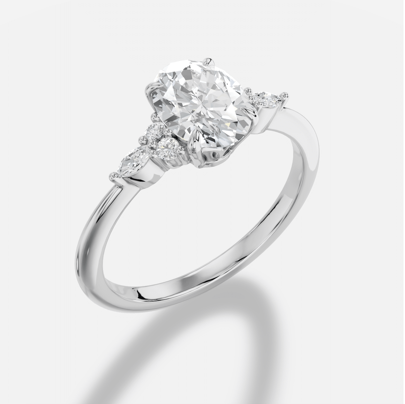 Oval Diamond Ring in 18K White Gold - Image 4