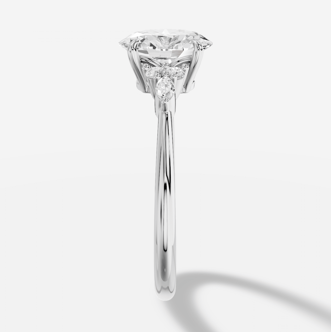 Oval Diamond Ring in 18K White Gold - Image 3